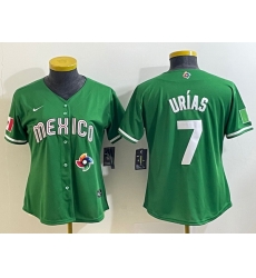 Women's Mexico Baseball #7 Julio Urias Number 2023 Green World Classic Stitched Jersey6