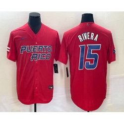 Men's Puerto Rico Baseball #15 Emmanuel Rivera 2023 Red World Classic With Patch Stitched Jersey