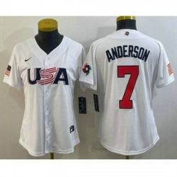 Womens USA Baseball 7 Tim Anderson 2023 White World Classic Stitched Jersey