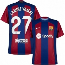 Men Barcelona #27 Lamine Yamal Home Jersey C