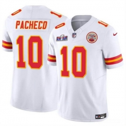 Men Kansas City Chiefs 10 Isiah Pacheco White 2023 F U S E  Vapor Untouchable Limited Stitched 2024 Super Bowl LVIII Jersey