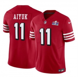 Men San Francisco 49ers 11 Brandon Aiyuk Red 2023 F U S E  Vapor Limited Throwback Stitched Football 2024 Super Bowl LVIII Jersey