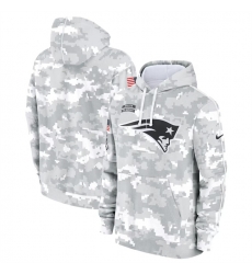 Youth New England Patriots 2024 White Gray Salute To Service Pullover Hoodie