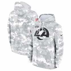 Youth Los Angeles Rams 2024 White Gray Salute To Service Pullover Hoodie