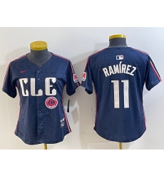 Women Cleveland Guardians 11 Jose Ram EDrez Navy 2024 City Connect Limited Stitched Baseball Jersey 5