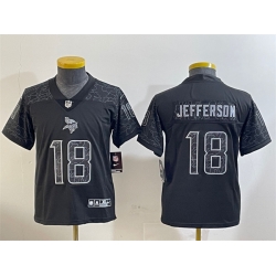 Youth Minnesota Vikings 18 Justin Jefferson Black Reflective Limited Stitched Football Jersey