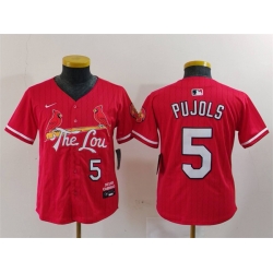 Youth St  Louis Cardinals 5 Albert Pujols Red 2024 City Connect Limited Stitched Baseball Jersey