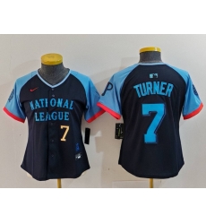 Women National League 7 Trea Turner Navy 2024 All Star Limited Stitched Baseball Jersey 1