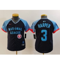 Youth National League 3 Bryce Harper Navy 2024 All Star Limited Stitched Baseball Jersey 5