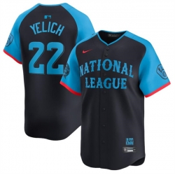 Men National League 22 Christian Yelich Navy 2024 All Star Limited Stitched Baseball Jersey