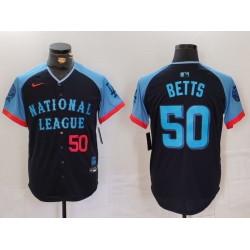 Men National League 50 Mookie Betts Navy 2024 All Star Limited Stitched Baseball Jersey