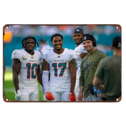 Miami Dolphins Aluminum Sign 12x8 Inch Jaylen Waddle 001