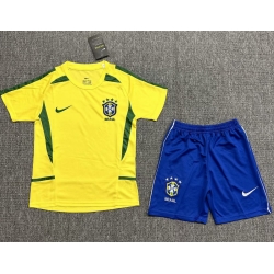 Youth Retro Soccer Jerseys Brazil Yellow 2002 Home