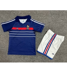 Youth Retro Soccer Jerseys France Blue 82 84