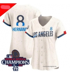 Women Nike Los Angeles Dodgers Enrique Hernandez #8 Ice Cream 2024 World Series Champions Stitched MLB Jersey