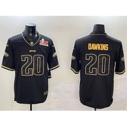 Men Philadelphia Eagles 20 Brian Dawkins Black Gold 2025 Super Bowl LIX Patch Salute To Service Vapor Untouchable Limited Stitched Football Jersey