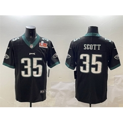 Men Philadelphia Eagles 35 Boston Scott Black 2025 Super Bowl LIX Patch Vapor Untouchable Limited Stitched Football Jersey