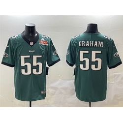 Men Philadelphia Eagles 55 Brandon Graham Green 2025 Super Bowl LIX Patch Vapor Untouchable Limited Stitched Football Jersey