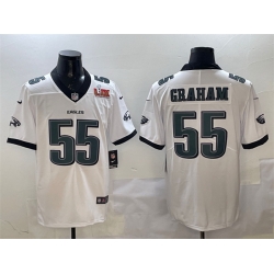 Men Philadelphia Eagles 55 Brandon Graham White 2025 Super Bowl LIX Patch New Vapor Untouchable Limited Stitched Football Jersey