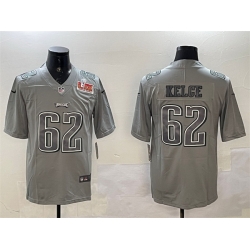 Men Philadelphia Eagles 62 Jason Kelce Grey 2025 Super Bowl LIX Patch Atmosphere Fashion Vapor Untouchable Limited Stitched Football Jersey