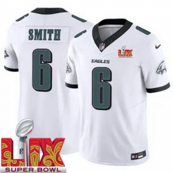 Youth Philadelphia Eagles DeVonta Smith #6 White 2024 2025 Super Bowl LIX F U S E Stitched NFL Jersey