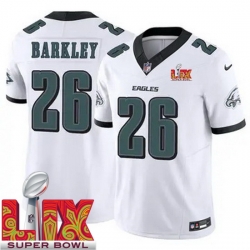 Youth Philadelphia Eagles Saquon Barkley #26 White 2024 2025 Super Bowl LIX F U S E Stitched NFL Jersey