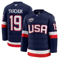 Men USA 19 Matthew Tkachuk Navy 2025 4 Nations Face Off Stitched Jersey