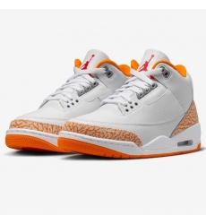 Men Women Air Jordan 3 Retro White Orange Basketball Shoes