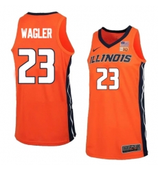 Men's #23 Keaton Wagler Illinois Fighting Illini College Basketball Jersey Orange Alternate