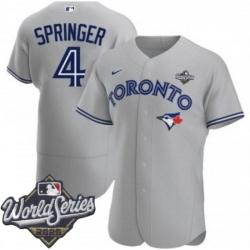 Men Toronto Blue Jays 4 George Springer Grey Flex Base Stitched Jerse
