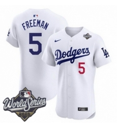 Men Los Angeles Dodgers 5 Freddie Freeman 2025 World Series Cool Base Stitched Baseball Jersey White Men Los Angeles Dodgers 5 Freddie Freeman 2025 World Series Cool Base Stitched Baseball Jersey White