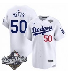 Men Los Angeles Dodgers 50 Mookie Betts 2025 World Series Cool Base Stitched Baseball Jersey White Men Los Angeles Dodgers 50 Mookie Betts 2025 World Series Cool Base Stitched Baseball Jersey White