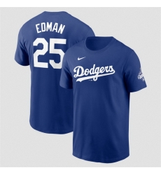 Men Los Angeles Dodgers 25 Tommy Edman Royal 2025 World Series Champions Name  26 Number T Shirt