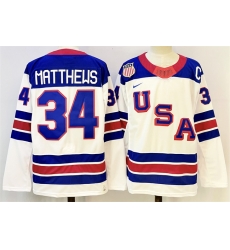 Men USA 34 Auston Matthews White 2025 2026 With C Patch Stitched Jersey
