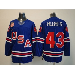 Men USA  43 Quinn Hughes Royal 2025 2026 Stitched Jersey