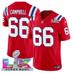 Men New England Patriots 66 Will Campbell Red 2025 F U S E  Super Bowl LX Patch Vapor Limited Stitched Football Jersey