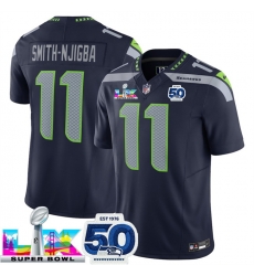 Men Seattle Seahawks 11 Jaxon Smith Njigba Navy 2025 F U S E Super Bowl LX Patch And 50th Season Patch Vapor Limited Stitched Football Jersey Men Seattle Seahawks 11 Jaxon Smith Njigba Navy 2025 F U S E Super Bowl LX Patch And 50th Season Patch Vapor Limited Stitched Football Jersey