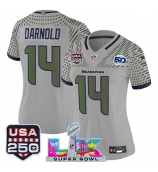 Women Seattle Seahawks 14 Sam Darnold Gray 2025 F U S E Super Bowl LX US 250th anniversary Patch And 50th Season Patch Rivalries Vapor Limited Football St Women Seattle Seahawks 14 Sam Darnold Gray 2025 F U S E Super Bowl LX US 250th anniversary Patch And 50th Season Patch Rivalries Vapor Limited Football St