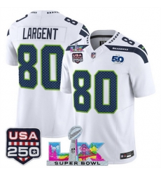 Youth Seattle Seahawks 80 Steve Largent White 2025 F U S E Super Bowl LX Patch And 50th Season USA 250 Patch Vapor Limited Stitched Football Jersey Youth Seattle Seahawks 80 Steve Largent White 2025 F U S E Super Bowl LX Patch And 50th Season USA 250 Patch Vapor Limited Stitched Football Jersey