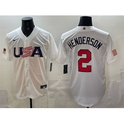 Men USA Baseball 2 Gunnar Henderson White World Baseball Classic Stitched Jersey