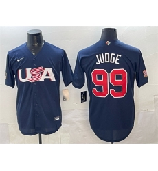 Men USA Baseball 99 Aaron Judge 2023 Navy World Baseball Classic Stitched Jersey Men USA Baseball 99 Aaron Judge 2023 Navy World Baseball Classic Stitched Jersey