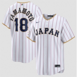 Men Japan Baseball  18 Yoshinobu Yamamoto White 2026 World Baseball Classic Home Stadium Stitched Jersey