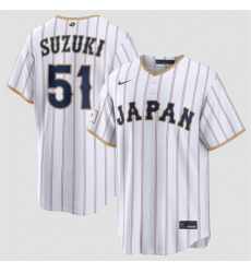 Men Japan Baseball  51 Seiya Suzuki White 2026 World Baseball Classic Home Stadium Stitched Jersey