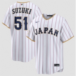 Men Japan Baseball  51 Seiya Suzuki White 2026 World Baseball Classic Home Stadium Stitched Jersey