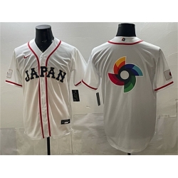 Men Japan Baseball Team Big Logo White 2026 World Baseball Classic Home Stadium Stitched Jersey