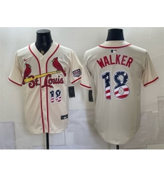 Men St  Louis Cardinals  18 Jordan Walker Cream USA 250 Fourth of July Stitched Baseball Jersey