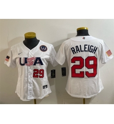 Youth USA Baseball 29 Cal Raleigh White 2026 World Baseball Classic United States 250th Anniversary Patch Stadium Stitched Baseball Jersey Youth USA Baseball 29 Cal Raleigh White 2026 World Baseball Classic United States 250th Anniversary Patch Stadium Stitched Baseball Jersey