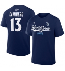 Men Tampa Bay Rays 13 Junior Caminero Navy 2026 World Series Big Tall Name Number T Shirt Men Tampa Bay Rays 13 Junior Caminero Navy 2026 World Series Big Tall Name Number T Shirt
