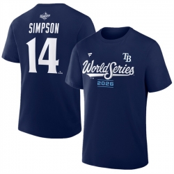 Men Tampa Bay Rays  14 Chandler Simpson Navy 2026 World Series Name   Number T Shirt