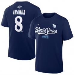 Men Tampa Bay Rays  8 Jonathan Aranda Navy 2026 World Series Name   Number T Shirt